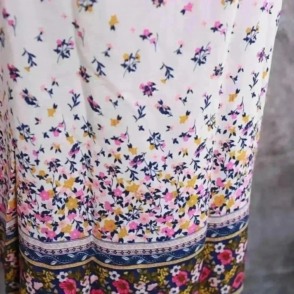Old Navy Size L floral peasant blouse pink/gold florwers cream top - Picture 12 of 13